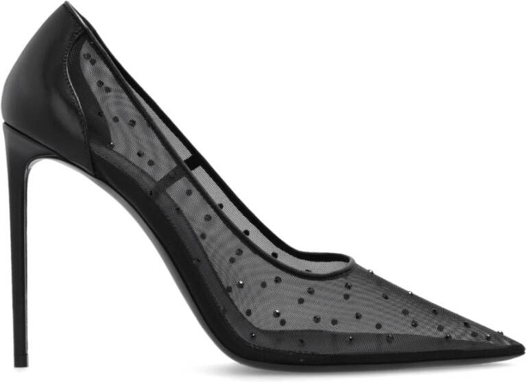 Saint Laurent Strass Mesh Anja Pumps Black Dames