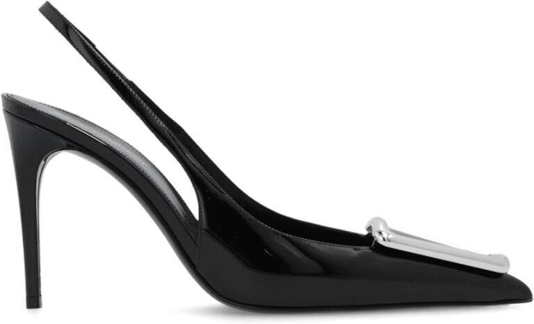 Saint Laurent Zwarte Zijden Slingback Pump Black Dames