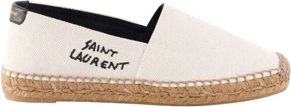 Saint Laurent Beige Canvas Espadrilles Geborduurd Logo Beige Dames