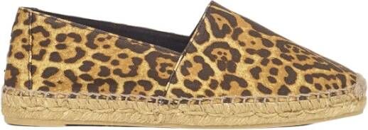 Saint Laurent Beige Leopard Print Espadrille Flats Beige Dames