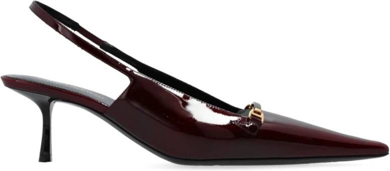 Saint Laurent Bordeauxrode Leren Slingback Pumps Red Dames