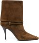 Saint Laurent Bruine leren enkellaarsjes Cassandre stijl Brown Dames - Thumbnail 1