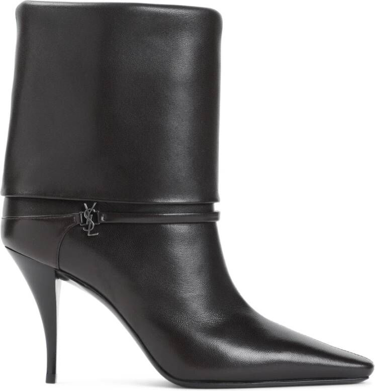 Saint Laurent Bruine Leren Enkellaarzen voor Vrouwen Black Dames