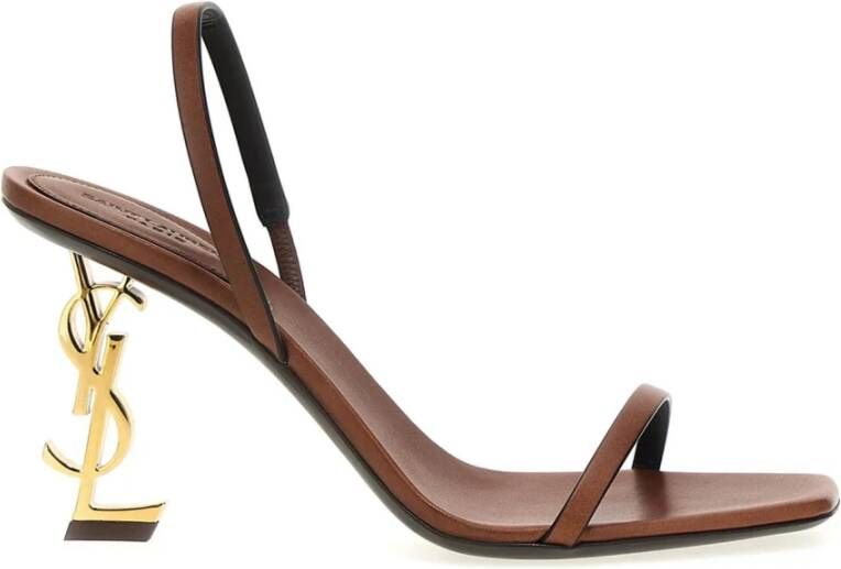 Saint Laurent Bruine Leren Sandalen Elegante Stijl Brown Dames