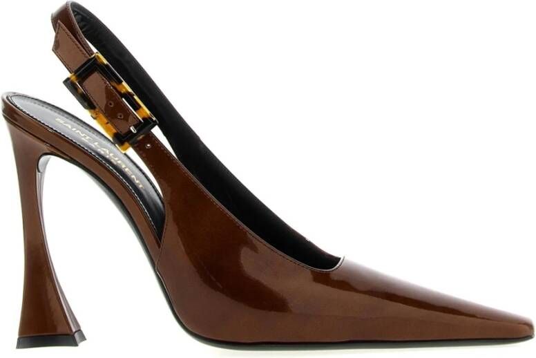 Saint Laurent Bruine leren slingback pumps Brown Dames