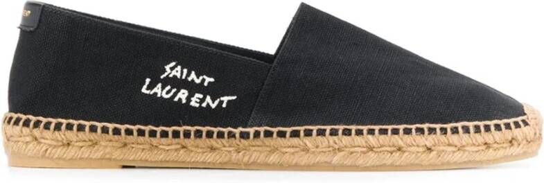 Saint Laurent Canvas Logo Espadrilles Instap Schoenen Black Heren