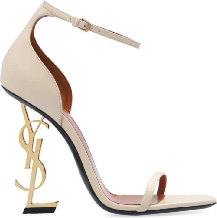 Saint Laurent Crème Opyum Hoge Hakken Sandalen Beige Dames