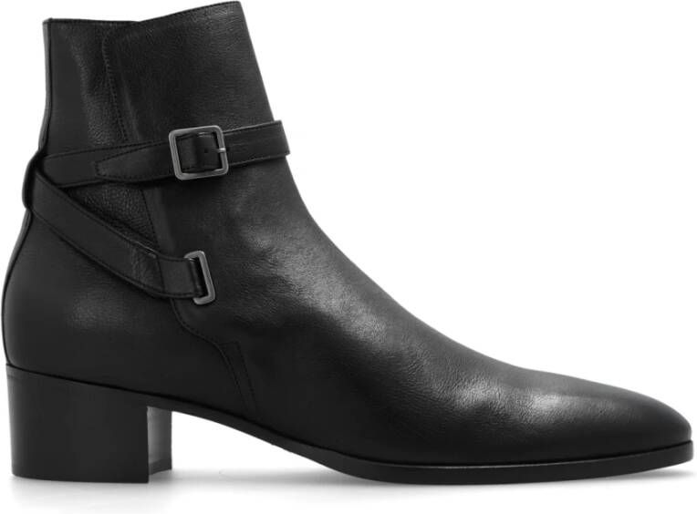 Saint Laurent Klassieke Leren Laarzen voor Mannen Black Heren