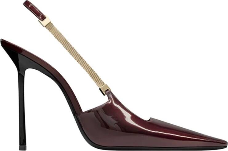 Saint Laurent Elegant Slingback Pumps Brown Dames