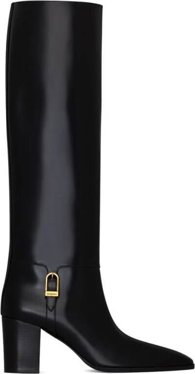 Saint Laurent Elegante Leren Enkellaarzen Black Dames