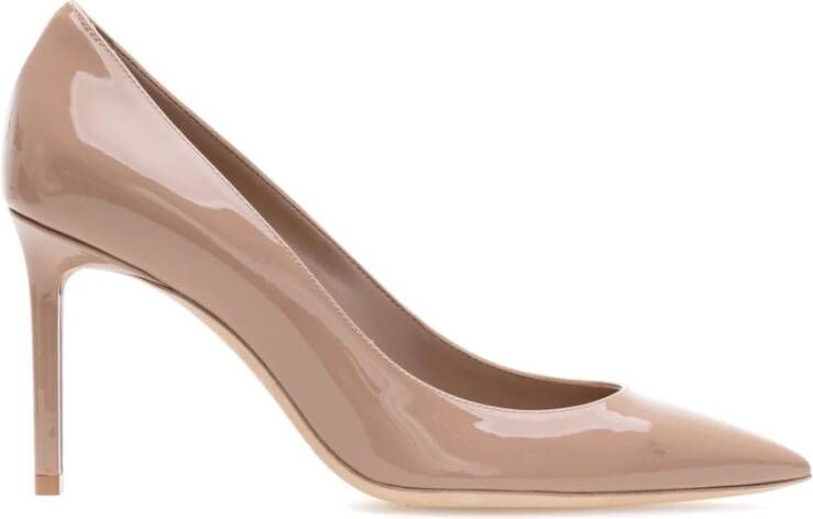 Saint Laurent Elegante Zwarte Leren Pumps Beige Dames