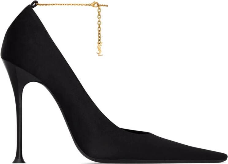 Saint Laurent Elegante Zwarte Leren Pumps Black Dames