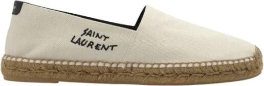 Saint Laurent Beige Platte Schoenen met Geborduurd Logo Beige Heren