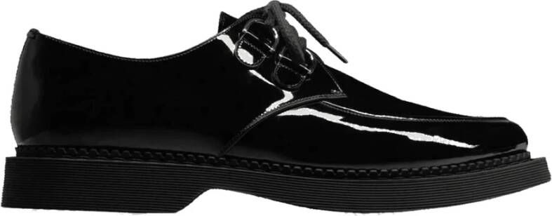 Saint Laurent Fluwelen Veterschoenen voor Vrouwen Black Dames