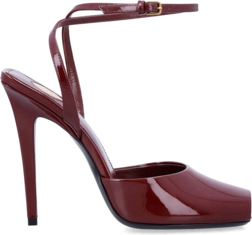 Saint Laurent Garnet La Scandale Leren Sandalen Red Dames