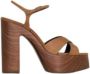 Saint Laurent Gekruiste Band Platform Sandalen Brown Dames - Thumbnail 1