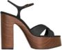 Saint Laurent Gekruiste Band Platform Sandalen met Houten Hak Black Dames - Thumbnail 1