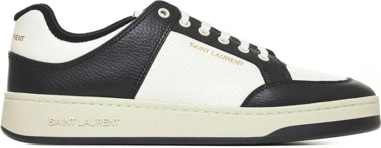 Saint Laurent Geperforeerde Leren Sneakers in Zwart & Wit White Heren