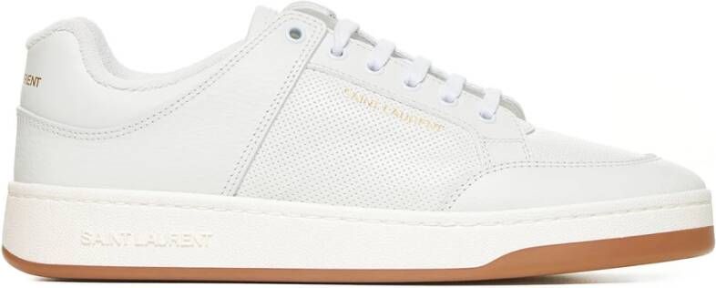 Saint Laurent Geperforeerde Leren Sneakers White Heren