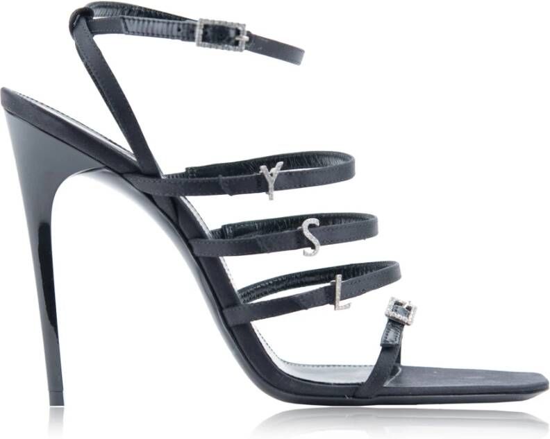 Saint Laurent Gesp Sandalen met Stiletto Hak Black Dames