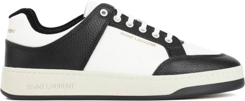 Saint Laurent Gestructureerd Leren Veterschoenen Black Heren