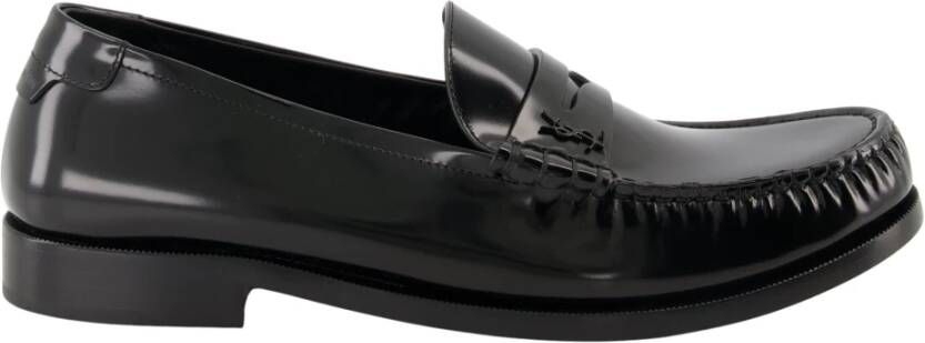 Saint Laurent Glanzende leren loafers Black Heren