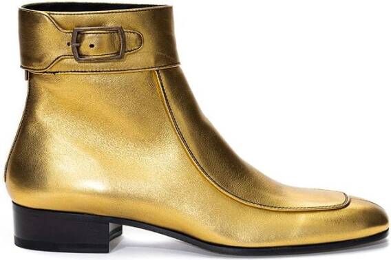 Saint Laurent Gouden Leren Laarzen Yellow Dames