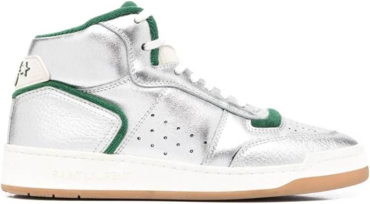 Saint Laurent Groen Wit Sl80 Hi-Top Sneakers Gray Heren