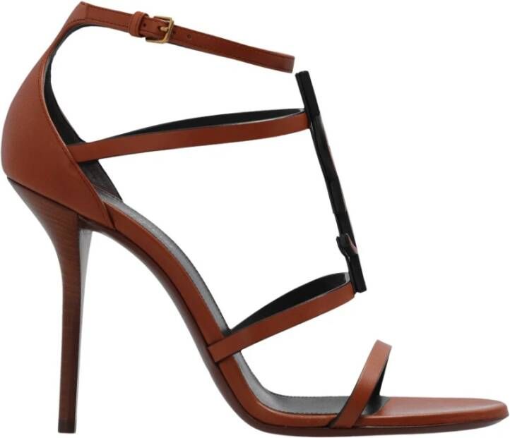 Saint Laurent Cassandra 100 Strappy Sandalen Brown Dames