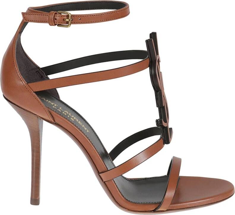 Saint Laurent Cassandra 100 Strappy Sandalen Brown Dames