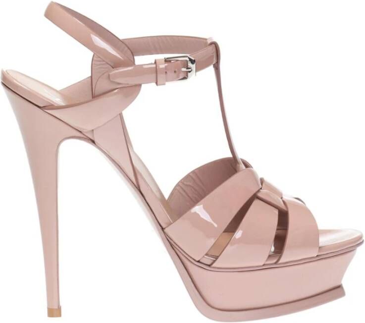 Saint Laurent Klassieke Tribute 105 Hoge Hak Sandalen Beige Dames