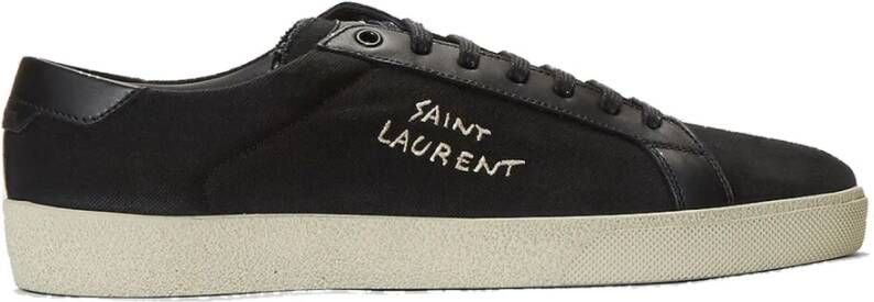 Saint Laurent Klassieke canvas sneakers met logodetail Black Heren