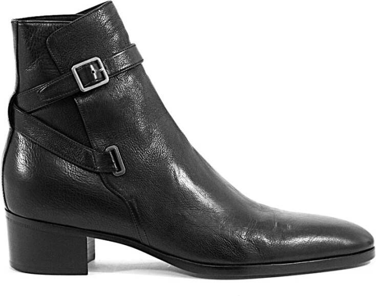 Saint Laurent Klassieke Leren Laarzen voor Mannen Black Heren