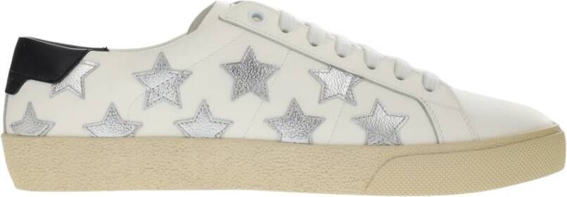 Saint Laurent Klassieke Leren Sneakers met Applicaties White Dames