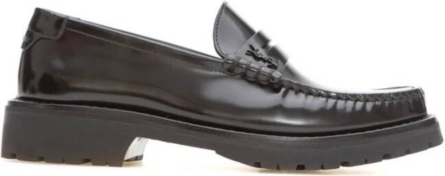 Saint Laurent Klassieke Zwarte Leren Loafers Black Dames