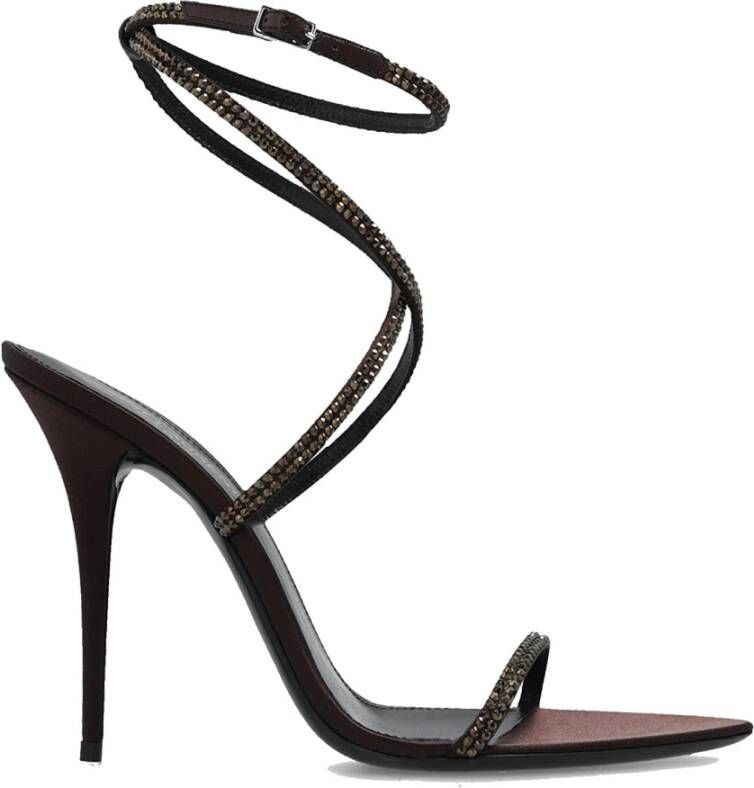 Saint Laurent Kristal Amandel Teen Sandalen Black Dames