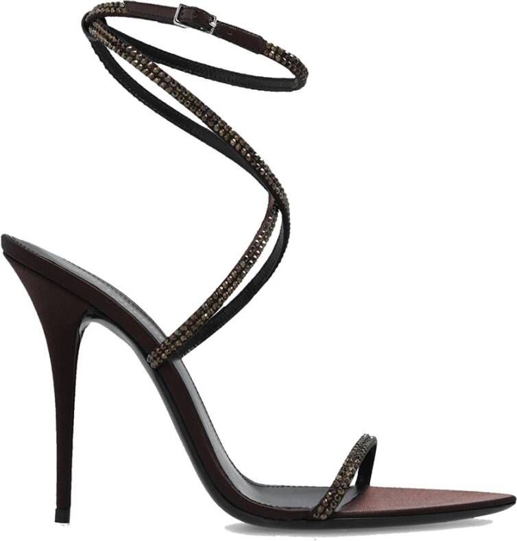 Saint Laurent Kristal Amandel Teen Sandalen Brown Dames