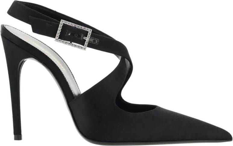 Saint Laurent Kristal Sluiting Zijden Pumps Black Dames