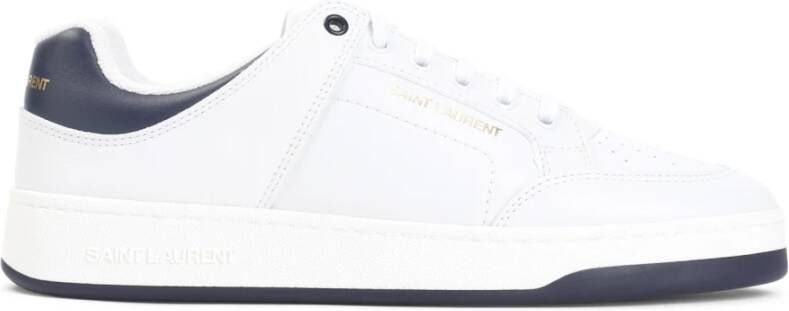 Saint Laurent Witte Sneakers met Goudkleurige Handtekening White Heren