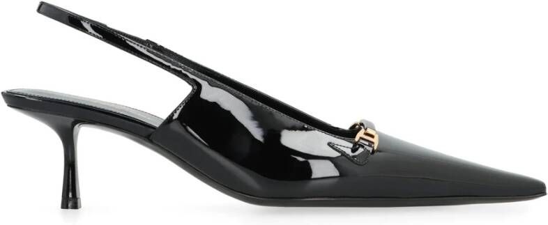 Saint Laurent Lakleren Slingback Pumps Black Dames