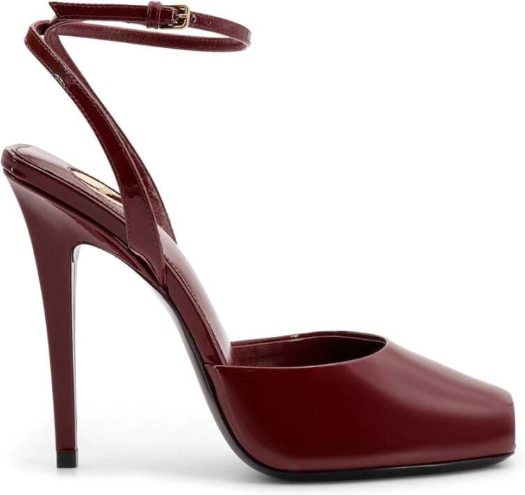 Saint Laurent Lakleren stiletto sandalen Red Dames