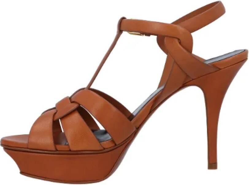 Saint Laurent Leather sandals Brown Dames