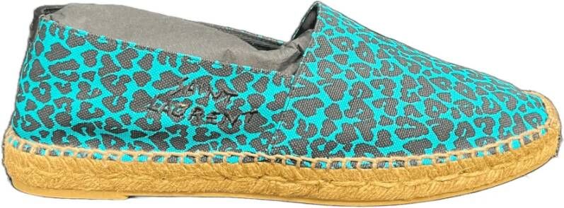 Saint Laurent Leopard Canvas Espadrilles Blue Heren