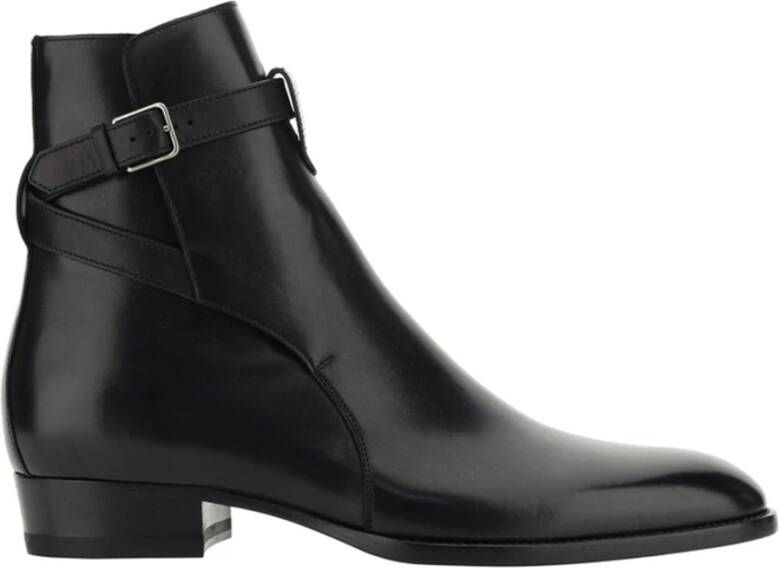 Saint Laurent Leren Jodhpur Enkellaarzen Mannen Black Heren