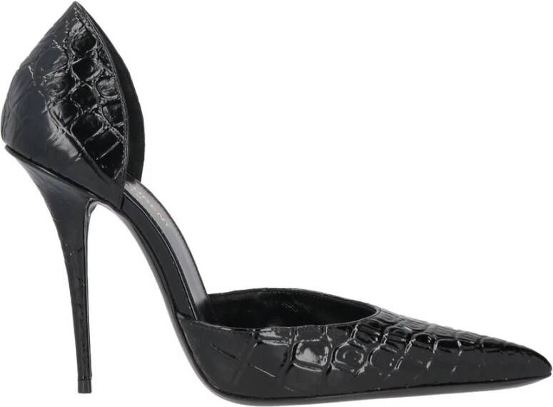 Saint Laurent Leren Krokodil Effect Pumps Black Dames