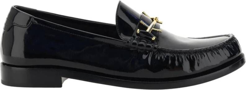 Saint Laurent Leren Loafers met Goudkleurige Hardware Black Heren