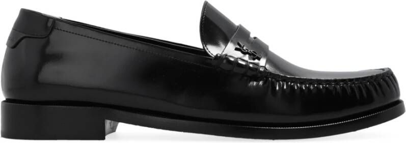 Saint Laurent Leren Penny Loafers met YSL Logo Black Heren