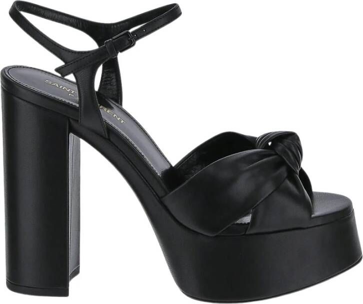 Saint Laurent Leren Plateau Sandaal Black Dames