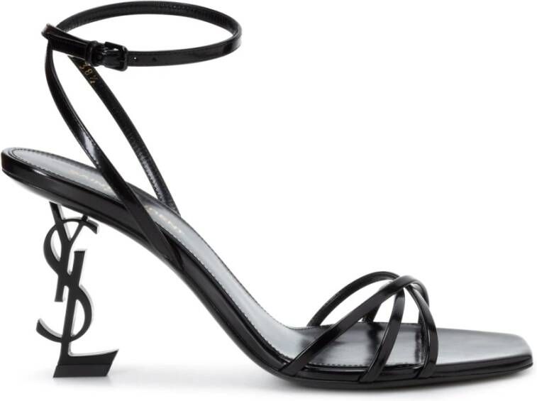 Saint Laurent Leren sandalen met Cassandre-hak Black Dames