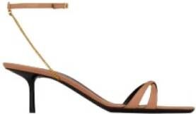 Saint Laurent Leren sandalen met vierkante neus en enkelband Brown Dames